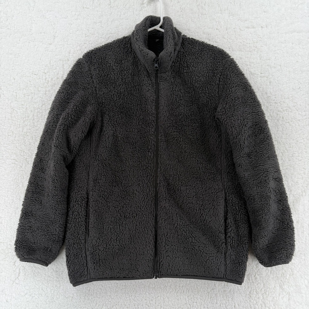 Uniqlo Fleece Jacket Mens Small Brown Full Zip Sherpa Recycled Polyester